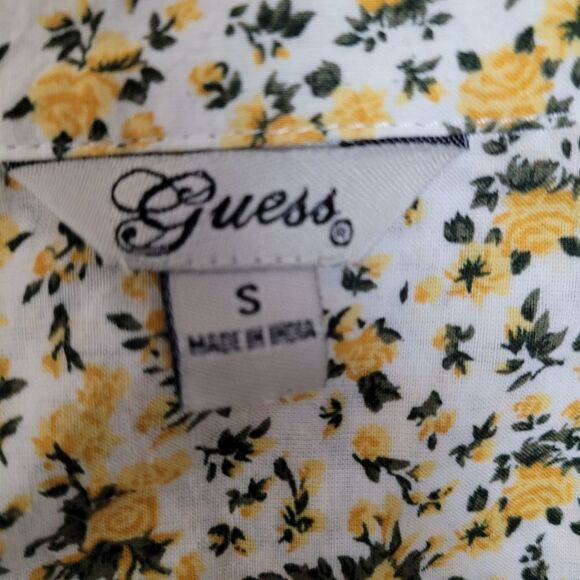 Guess Yellow Rose Floral Print Button Down Shirt Size Small Vintage (2318) - Picture 5 of 7
